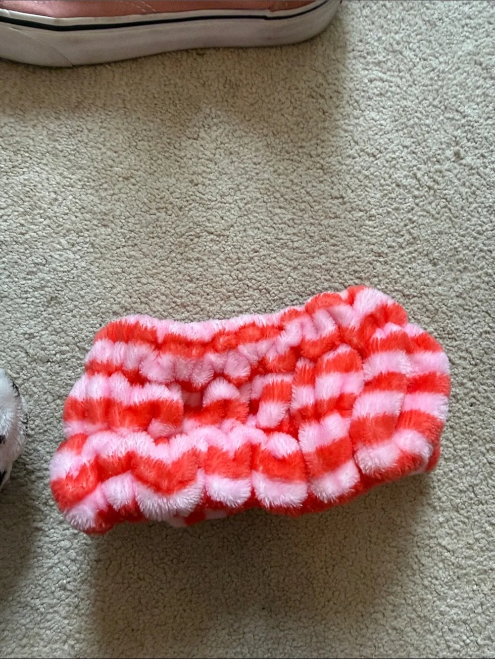 Plush makeup headbands - Pink Stripe and White Leopard Set